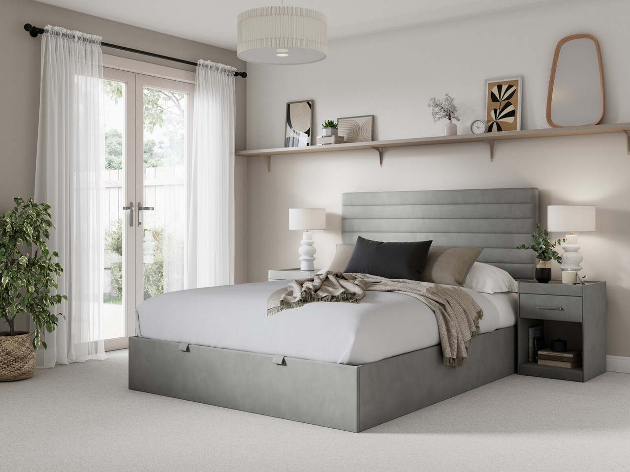 Tamara Ottoman Bed Frame Small Double Grey Velvet