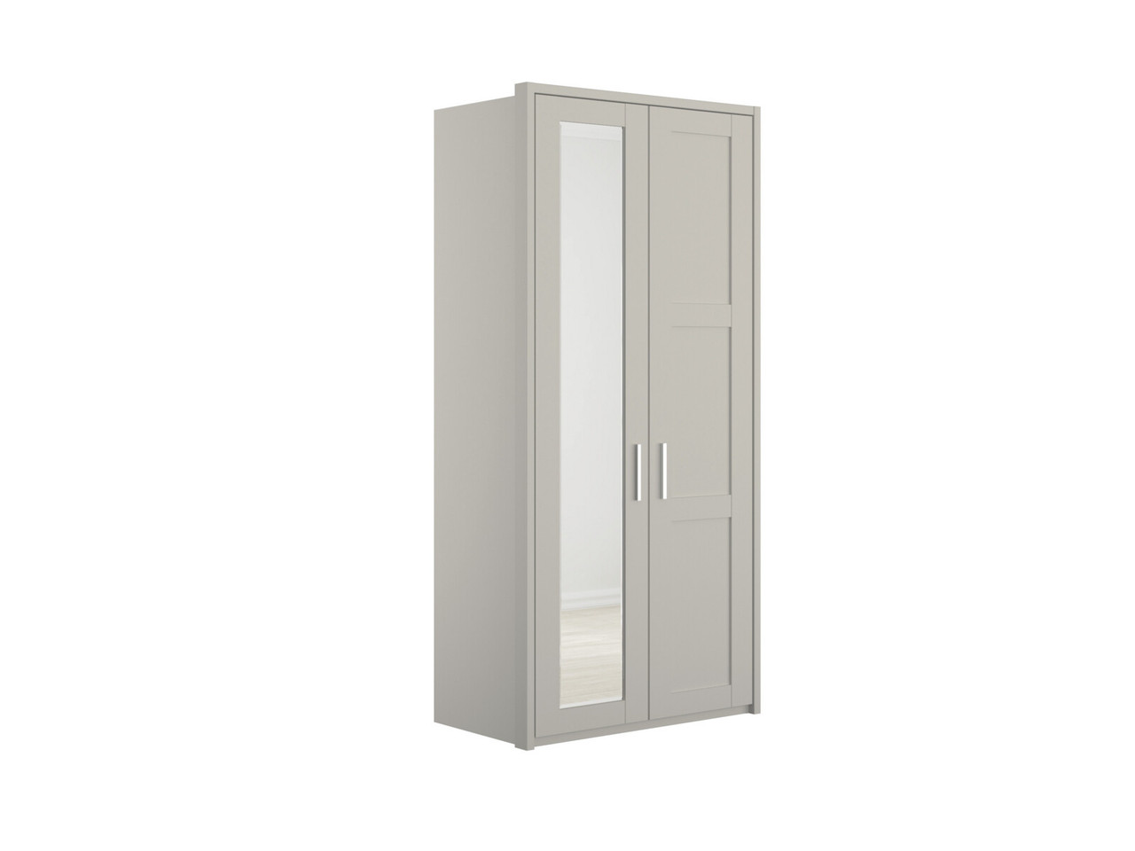 Alster 2 Door 1 Left Mirror Hinged Wardrobe H: 220 X W: 107 X L: 58 Cm Pebble Grey