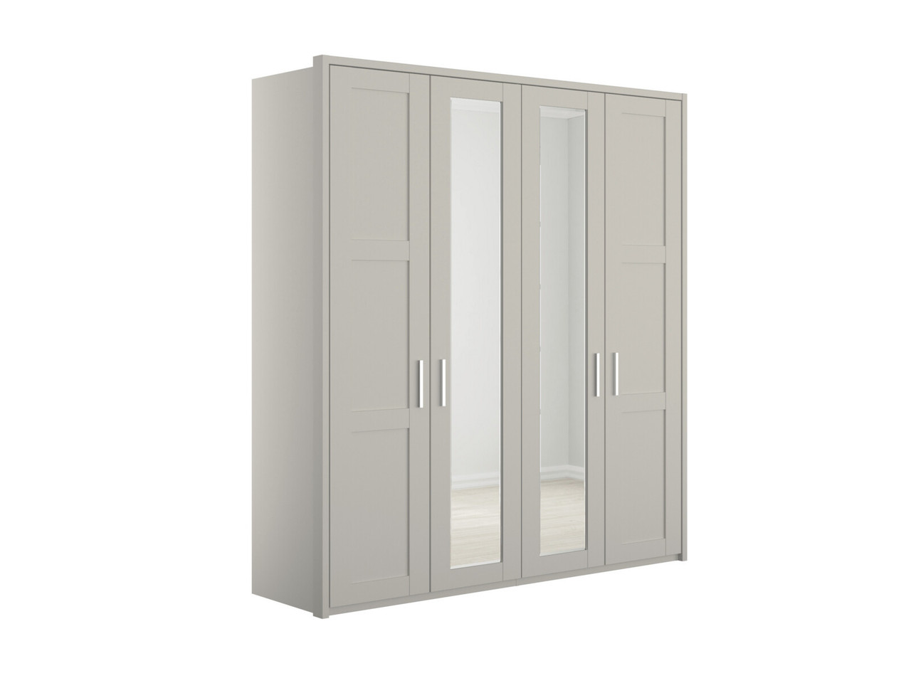 Alster 4 Door 2 Mirror Hinged Wardrobe H: 220 X W: 207 X L: 58 Cm White