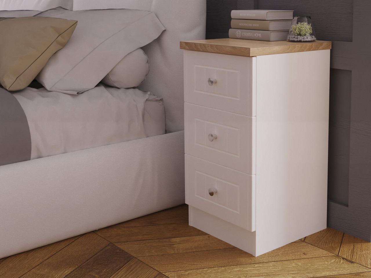 Andria 3 Drawer Bedside Cabinet 3 Drawers Porcelain Oak