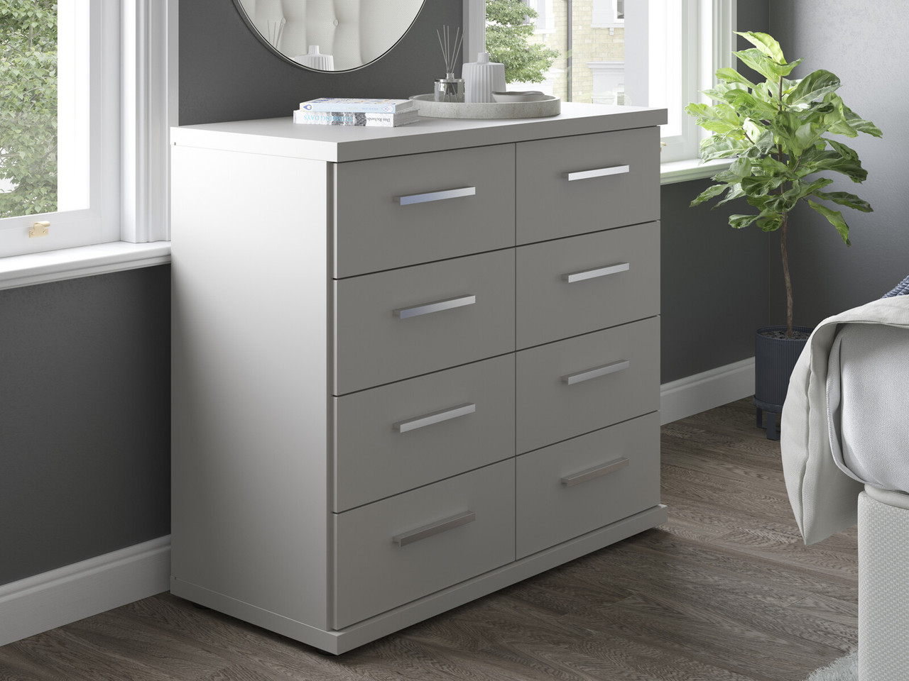 Alster 4 4 Chest Of Drawers 8 Drawers Pebble Grey