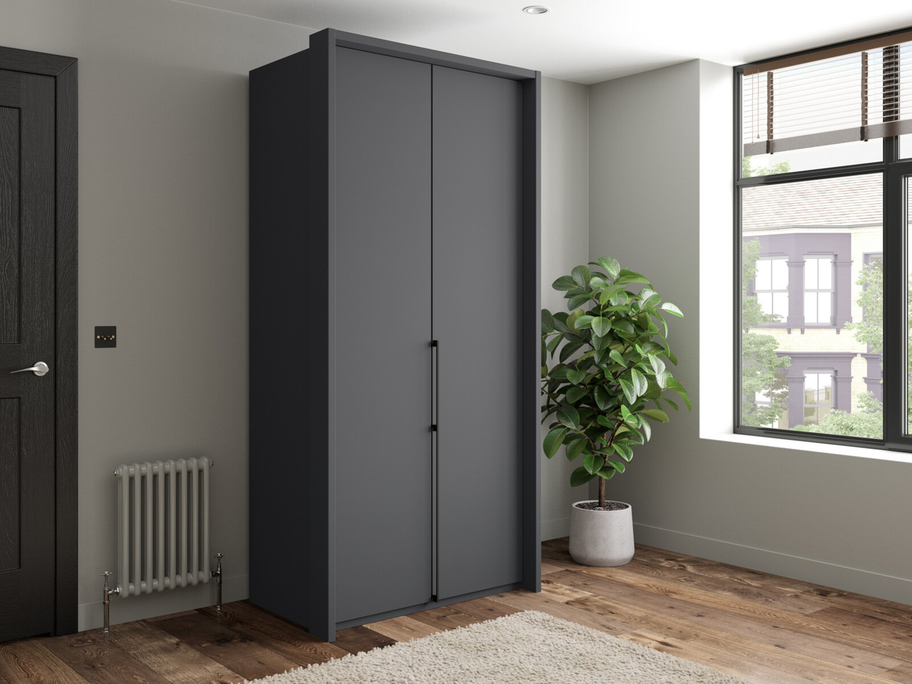 Emden 2 Door Hinged Wardrobe 2 Door Hinged Graphite