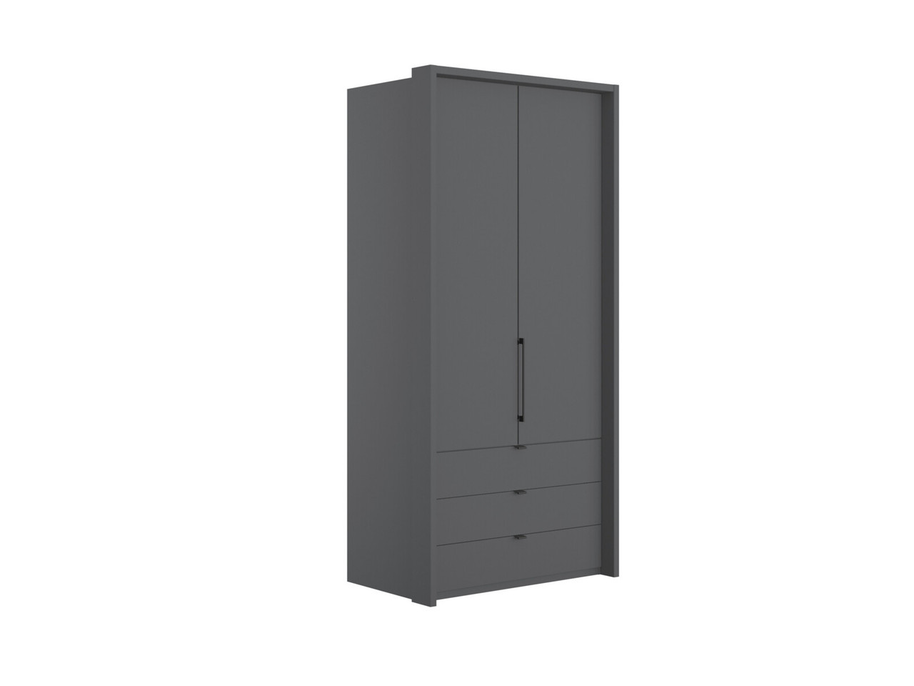 Emden 2 Door 3 Drawer Hinged Wardrobe H: 220 X W: 107 X L: 58 Cm Graphite