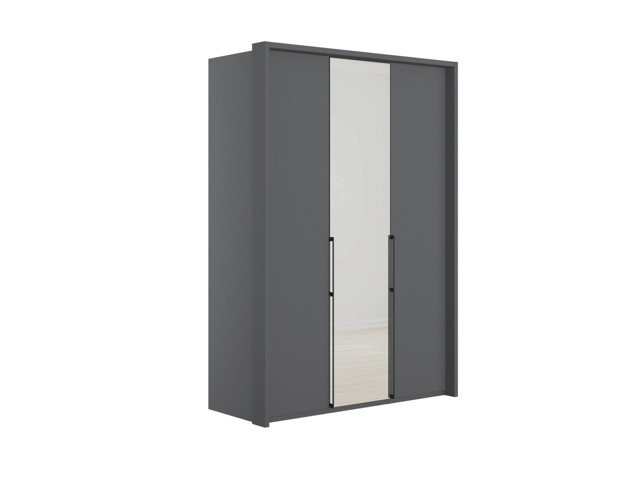 Emden 3 Door 1 Mirror Hinged Wardrobe H: 220 X W: 157 X L: 58 Cm Pebble Grey