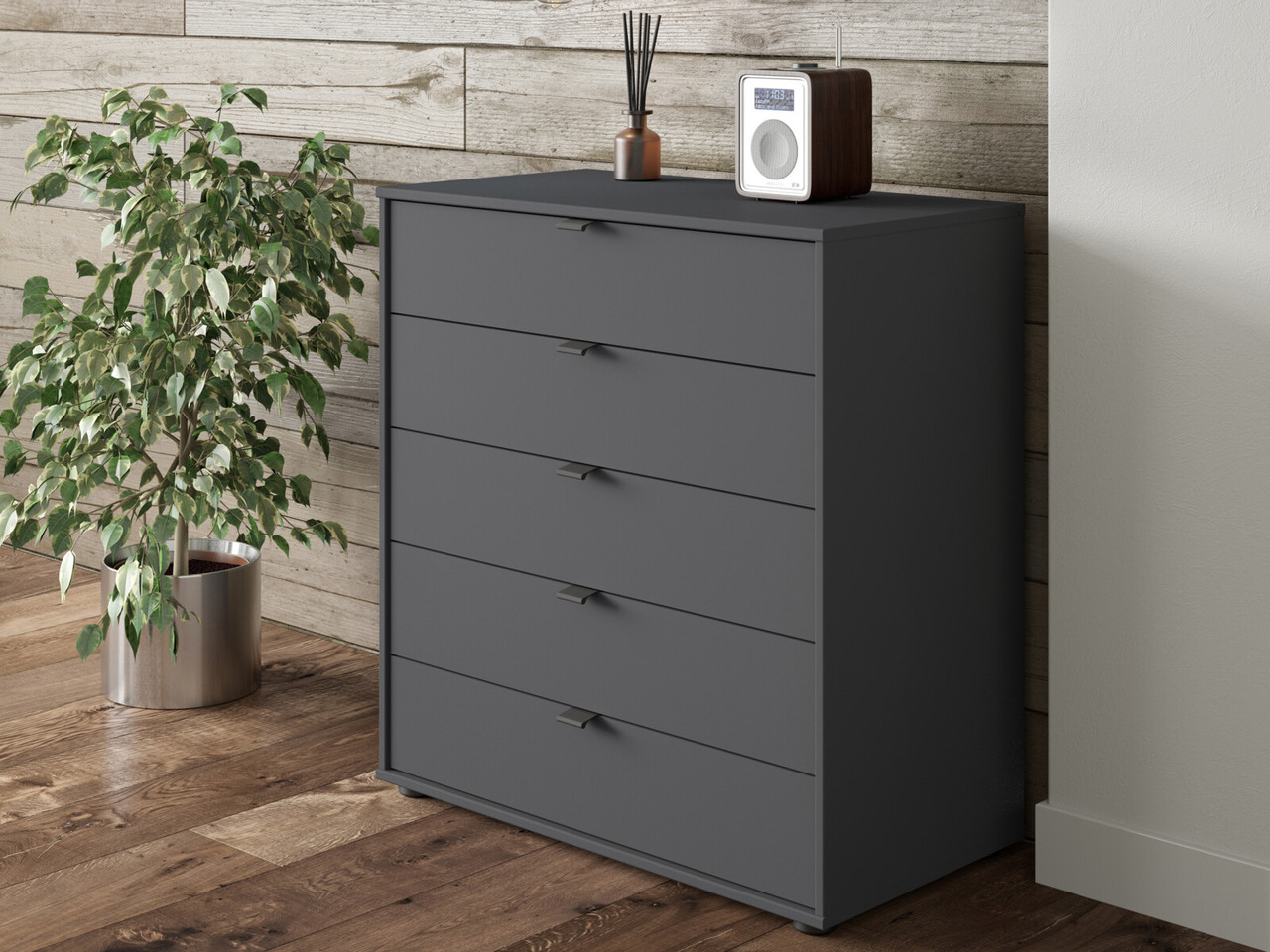 Emden 5 Drawer Chest Of Drawers 5 Drawers Graphite