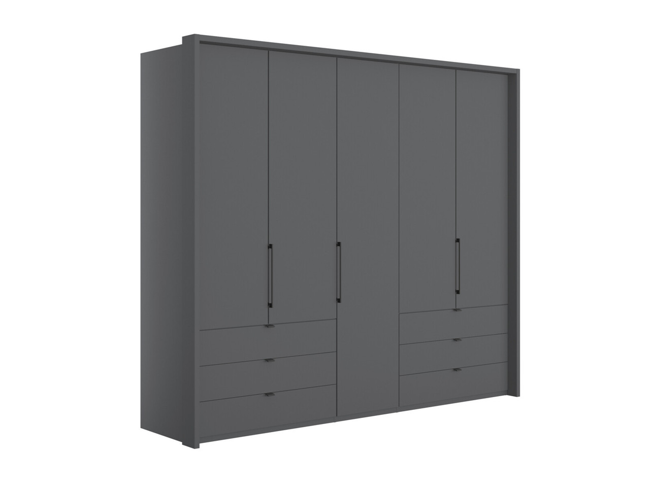 Emden 5 Door 6 Drawer Hinged Wardrobe H: 220 X W: 257 X L: 58 Cm Pebble Grey