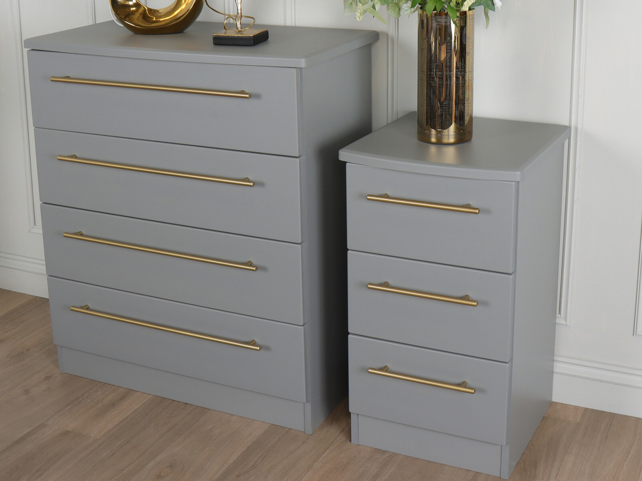 Haworth 3 Drawer Bedside Table 3 Drawers Grey