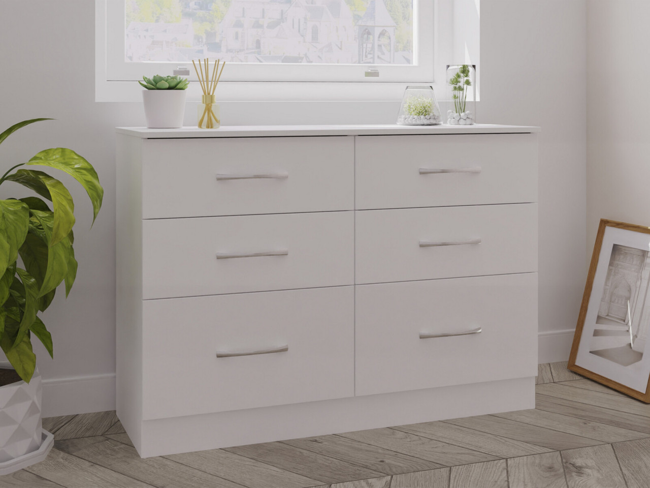 Ferrara 6 Drawer Wide Chest 6 Drawers White