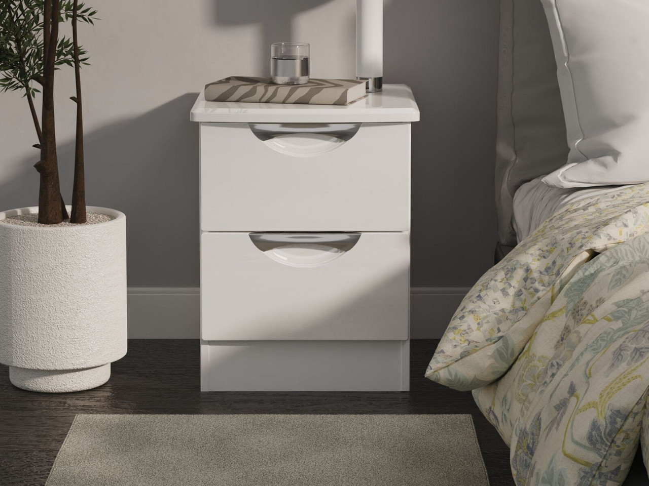 Merton 2 Drawer Bedside Table 2 Drawers White