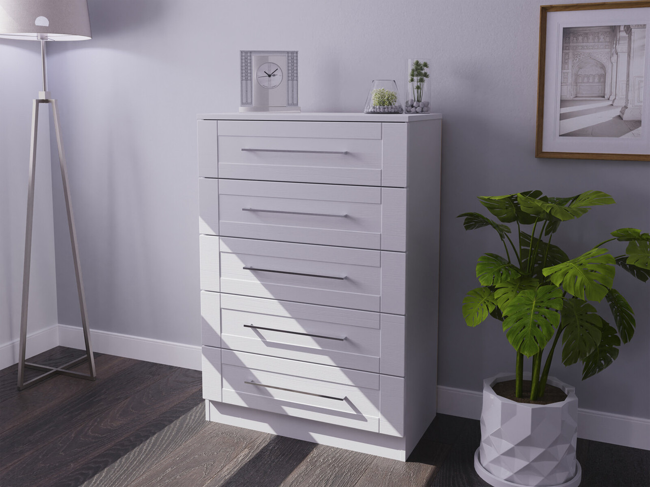 Santana 5 Drawer Chest Of Drawers 5 Drawers Light Grey