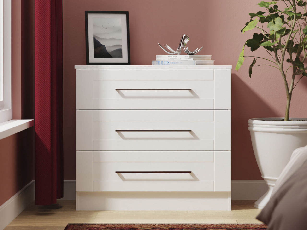 Santana 3 Drawer Wide Chest Of Drawers 3 Drawers Light Grey