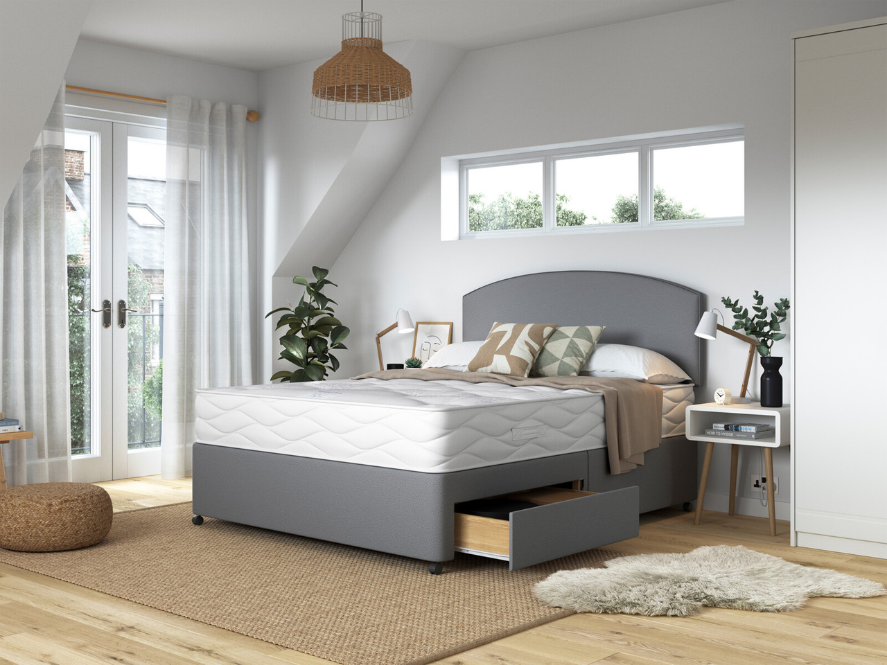 Pensilva Ortho Comfort Divan Bed Set Small Double Cool Grey
