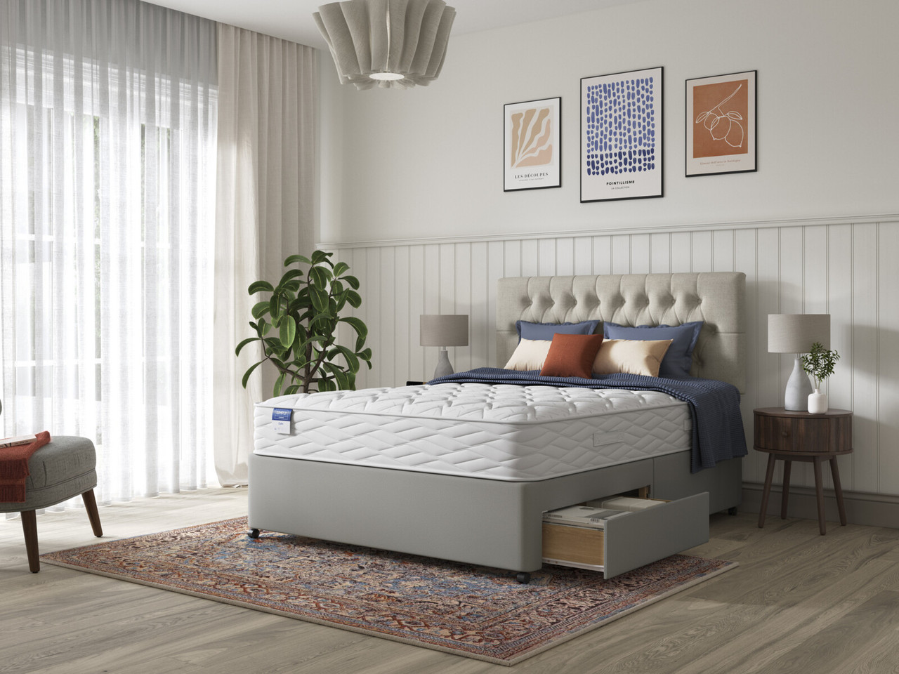 Simply By Bensons Calm Divan Bed Set On Castors King Cool Grey