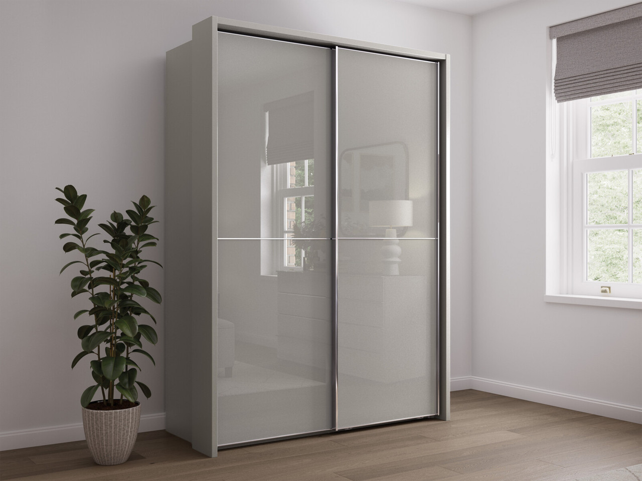 Sicily 2 Door Sliding Wardrobe External Leds 2 Door Sliding White