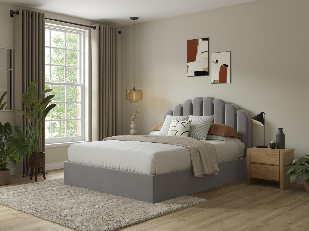 Amari Ottoman Bedframe Double Emerald Green Velvet