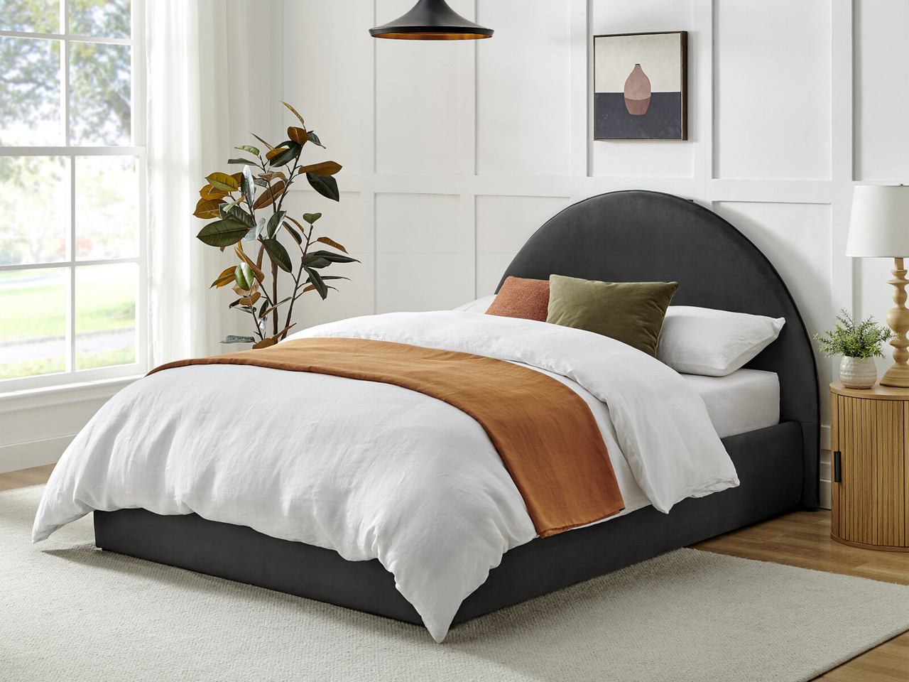 Laurie Ottoman Bedframe King Grey Velvet