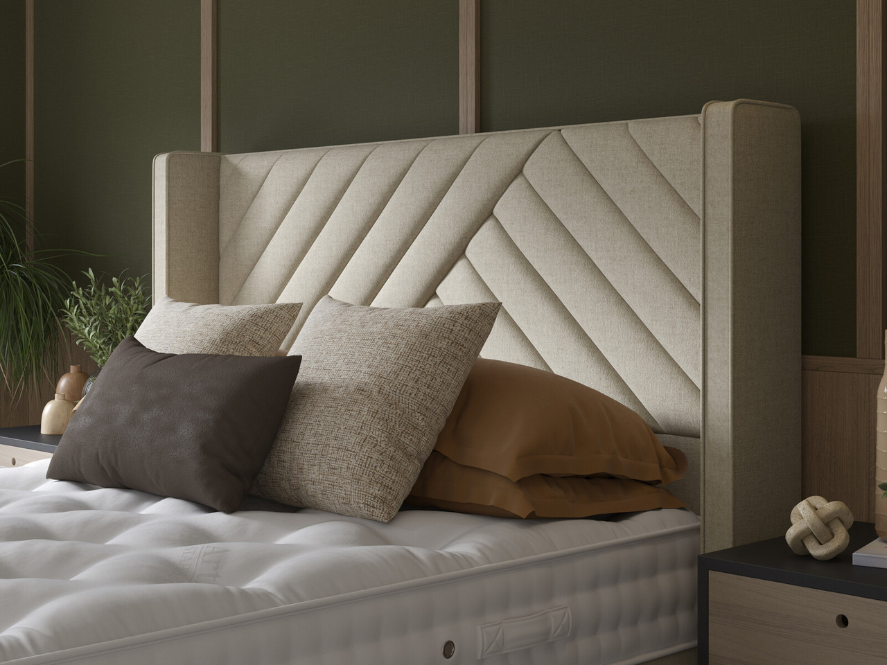 Staples Co Stratford Hotel Height Split Headboard King Bespoke Stone