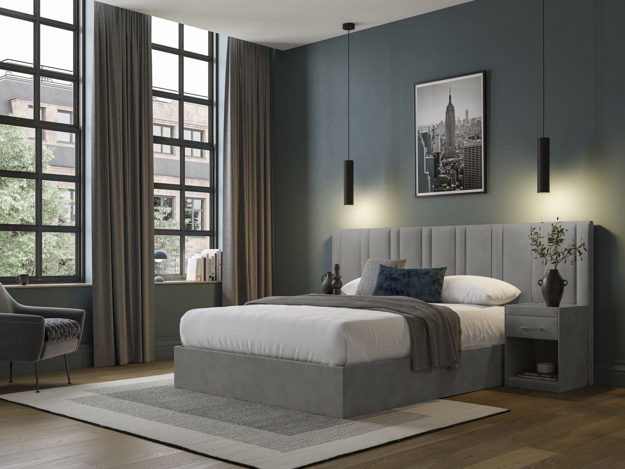 Simone Ottoman Bed Frame Double Woven Grey
