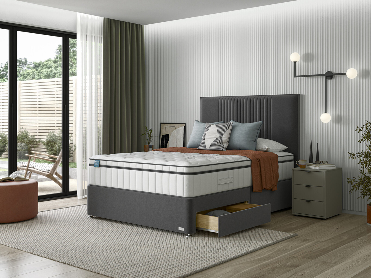 Igel Nanotech 3500i Divan Bed Set On Castors King Californian Clay