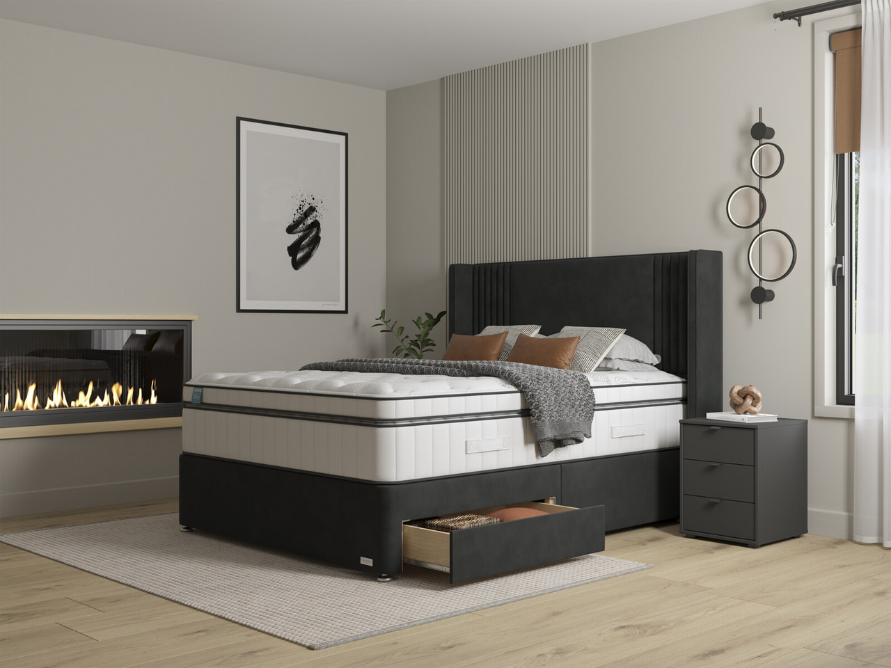 Igel Nanotech 5000i Divan Bed Set On Castors Super King Californian Clay