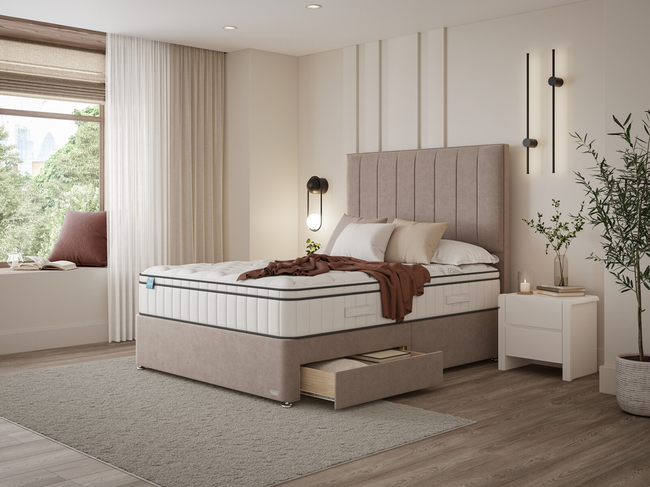 Igel Nanotech 3000i Divan Bed Set On Glides Super King London Tan