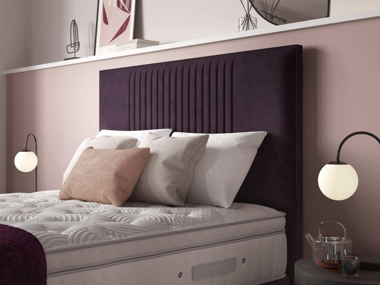 Staples Co Islington Floorstanding Headboard Double Bespoke Mineral