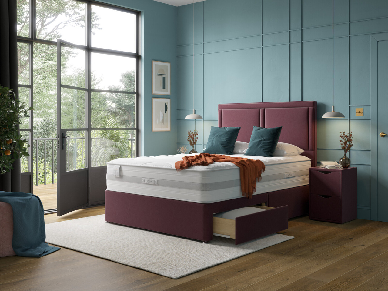 Slumberland Response Latex Ultimate Divan Bed Set Small Double Tuscan Wine