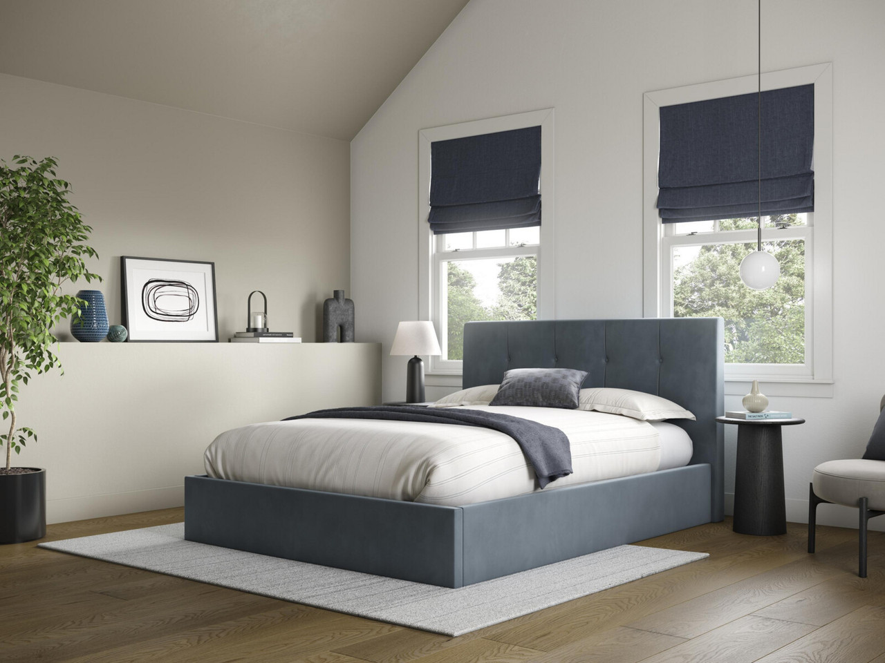 Priscilla Ottoman Bed Frame King Platinum Velvet