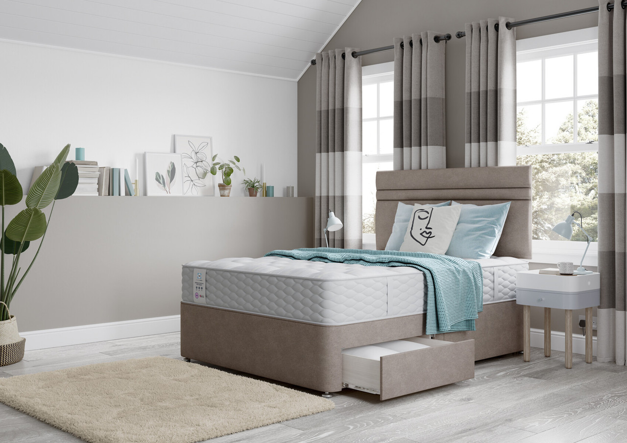 Sealy Burlington Backcare Firm Support Divan Bed Set Super King Carbon