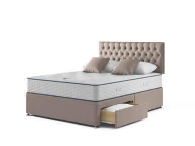 Slumberland Duo 1000 2 In 1 Divan Bed Set On Glides Super King Ink Blue