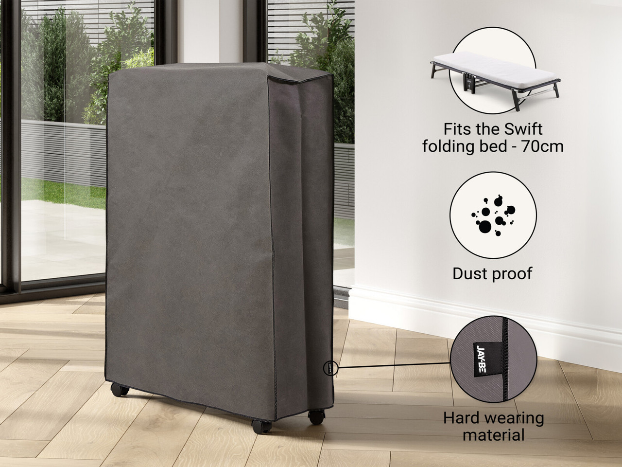 Jay Be 70cm Storage Cover For Swift Folding Bed H: 96 X W: 70 X L: 23 Cm Grey