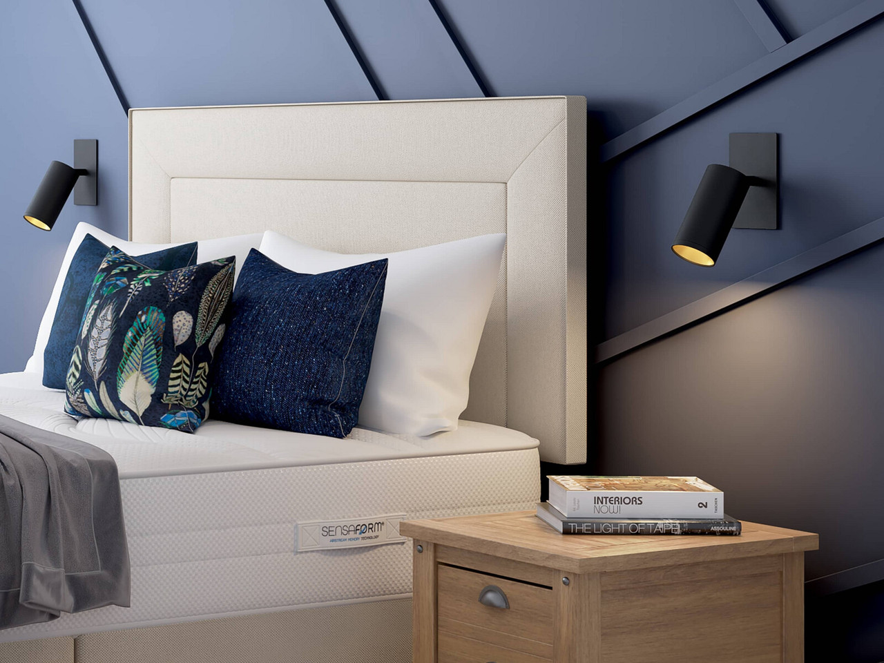 Slumberland Orleans Strutted Headboard Super King Canvas Mist