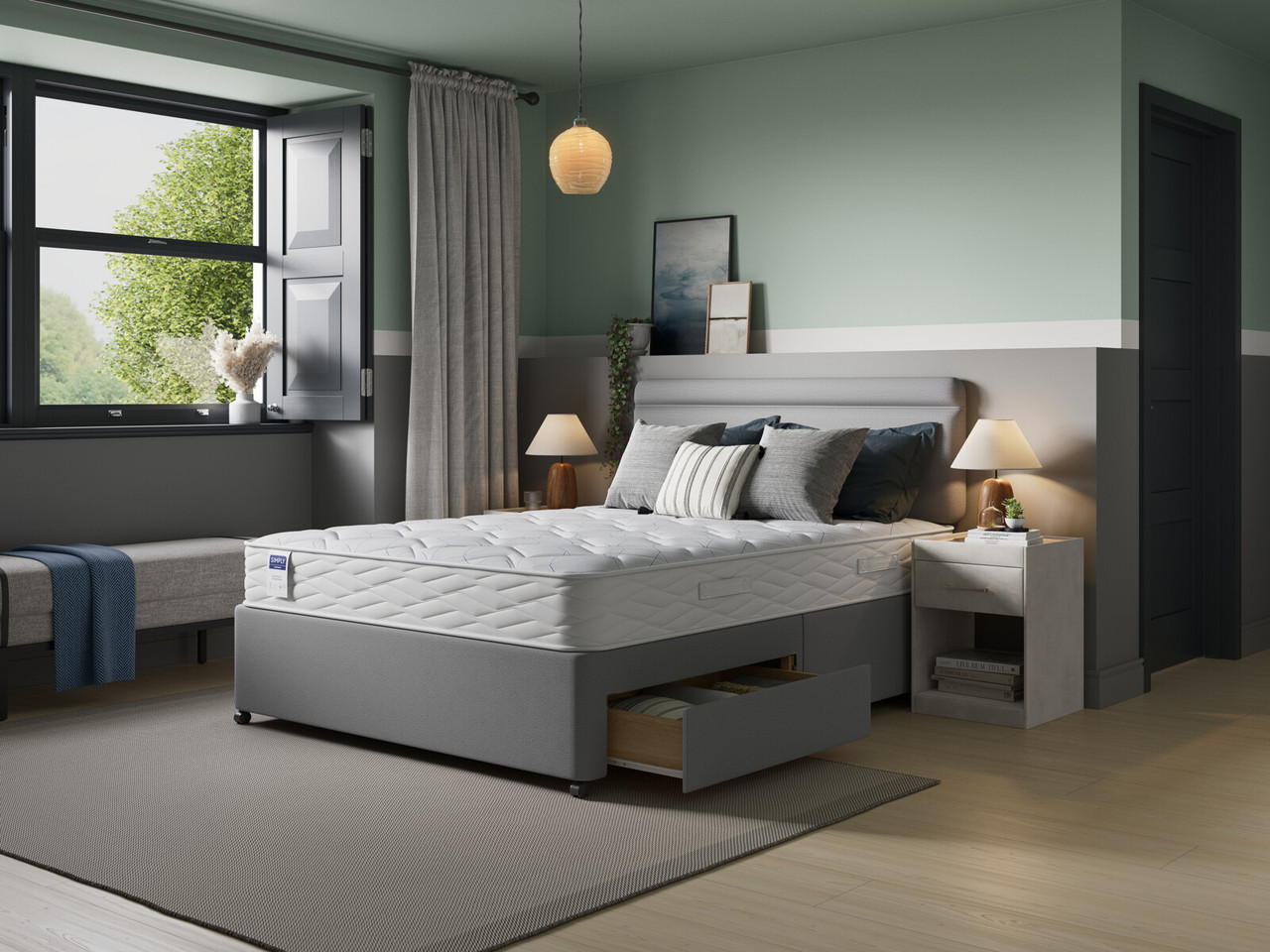 Simply Support Pocket Sprung Divan Bed Set Single Dune Beige