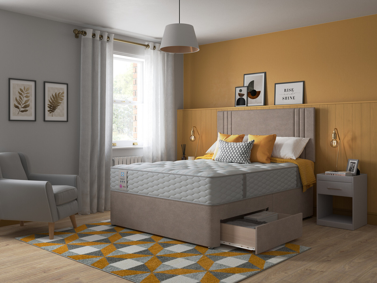 Sealy Redcliffe Backcare Extra Firm Divan Bed Set Super King Carbon