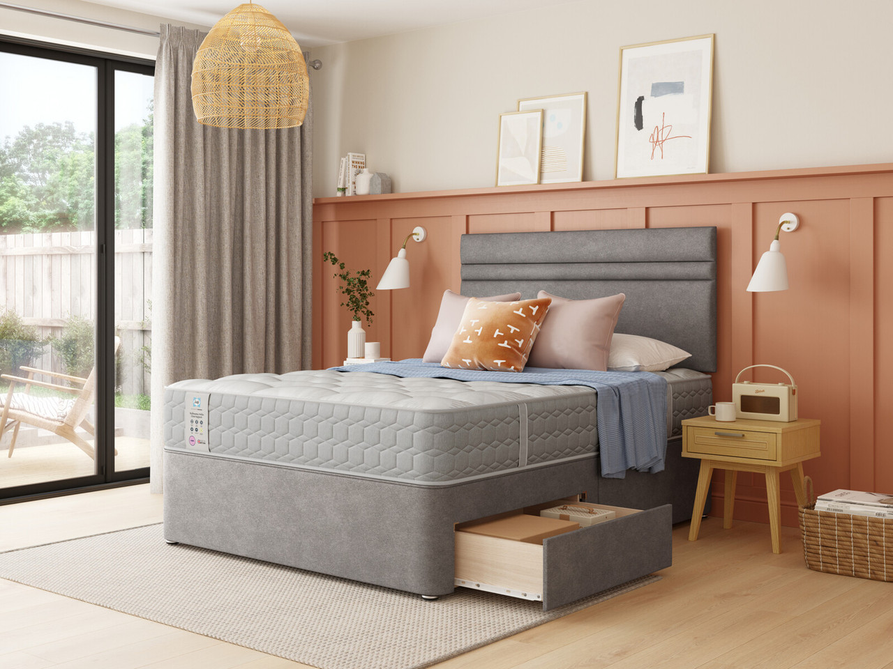 Sealy Melbourne Ortho Extra Firm Divan Bed Set King Mink