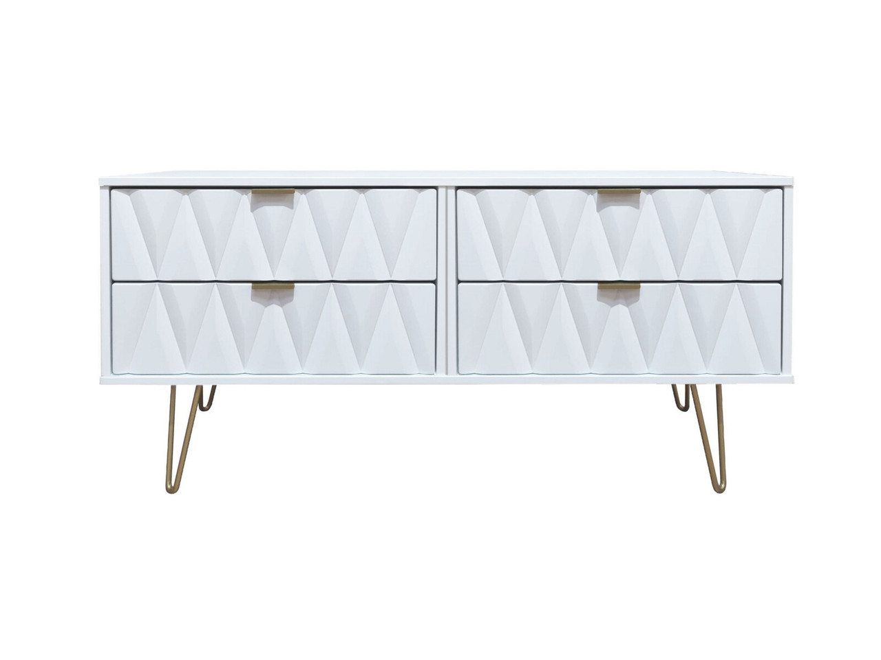 Bexley 2 X 2 Drawer Chest Of Drawers 4 Drawers White Matt Gold