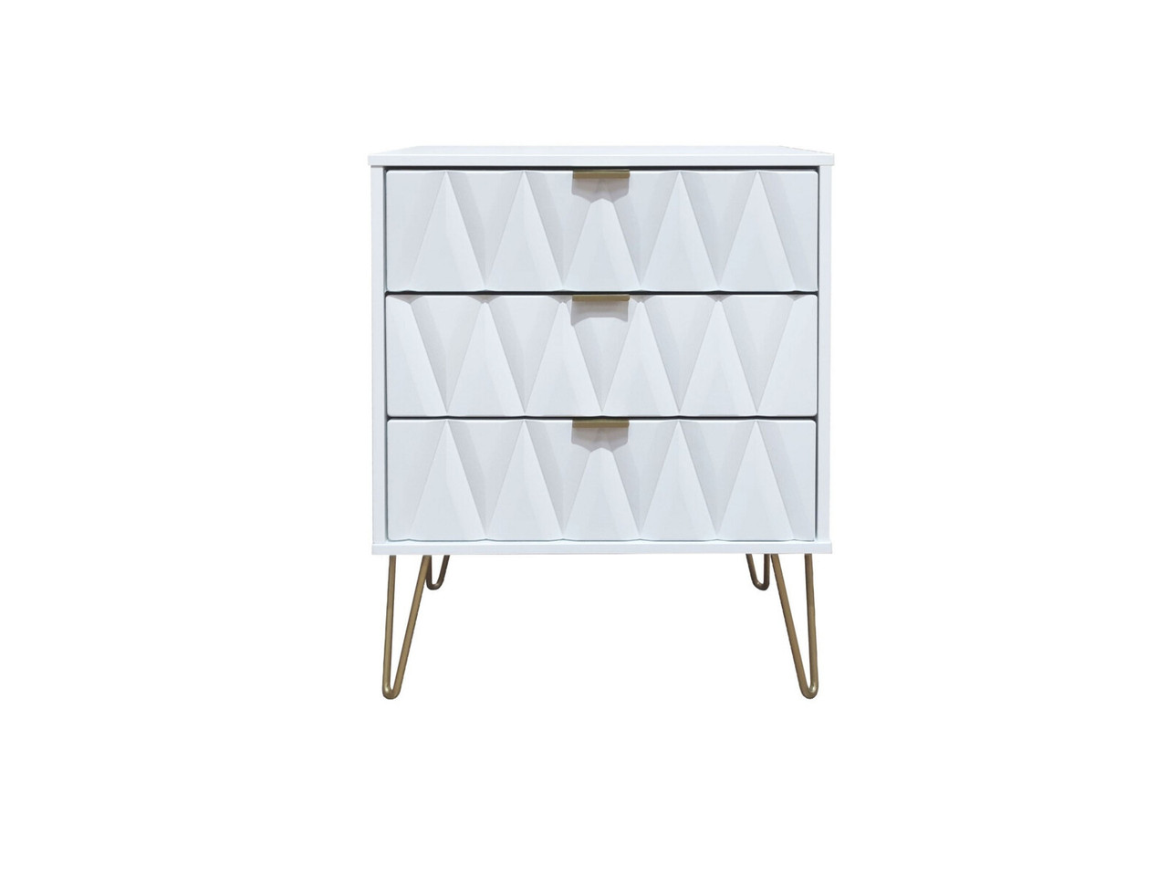 Bexley 3 Drawer Chest Of Drawers 3 Drawers White Matt Gold