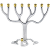 Silvertone Tree Of Life Menorah - Gold Tip
