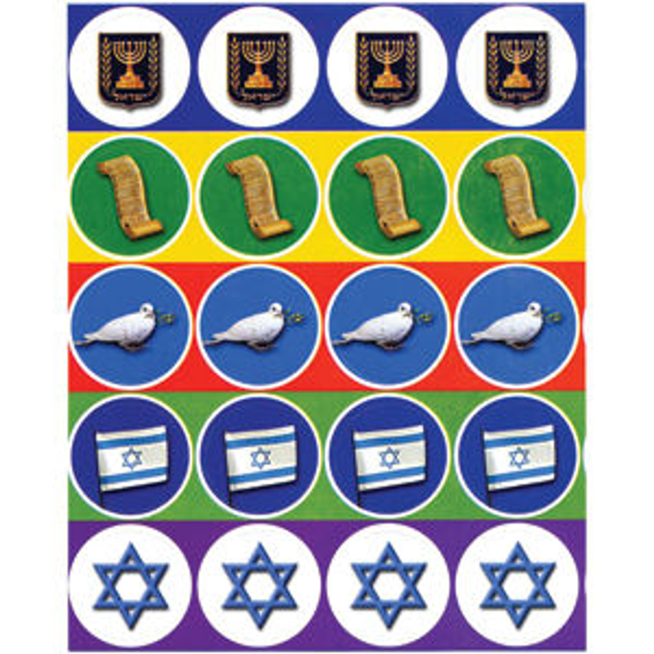 Israeli Flags on Wood Cloth-pins with String (8 in a Pack)