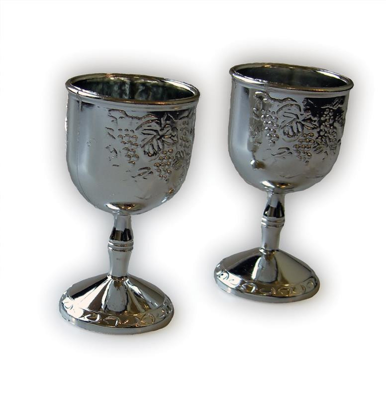 Silver reusable plastic Kiddush cup disposable, washable, and reusable