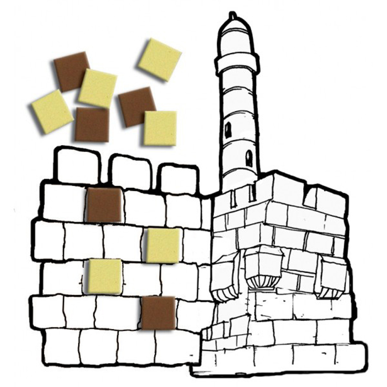 Tower of David Color & Paste Crafts (36) with Jerusalem Stones Foam Mosaic  Squares