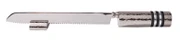 Emanuel Challah Knife Hammered with Rings-- Black Rings
