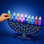 My Play Wood Light Up Menorah w. Acrylic Candles