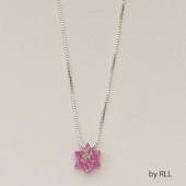 Pink Opal "Star of David" Pendant, on 16" Sterling Chain