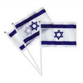 Israeli Flags on Wood Cloth-pins with String (8 in a Pack)