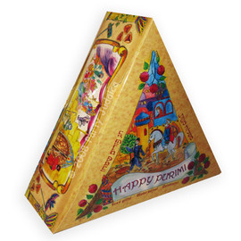 Hamentash Shaped - Triangle Shalach Manos Box "Megilah Story"