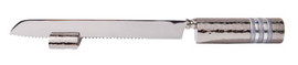 Emanuel Challah Knife Hammered with Rings-- Silver Rings