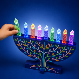 My Play Wood Light Up Menorah w. Acrylic Candles