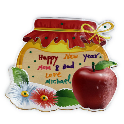 Large  Rosh HaShana Wooden Sign with a Colored Sticker for Decorating