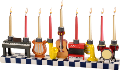 Hand Painted Resin Menorah - Musical Instruments